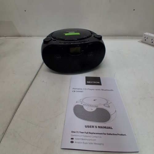 NEXTRON PORTABLE STEREO CD PLAYER BOOMBOX WITH AM/FM RADIO, BLUETOOTH, USB, AUX-IN, HEADPHONE JACK, CD-R/RW AND MP3 CDS COMPATIBLE, CLEAR AND FULL SOUND WITH BASS BOOST, AC/BATTERY OPERATED - BLACK - (MODEL: CB-500BT) image 8