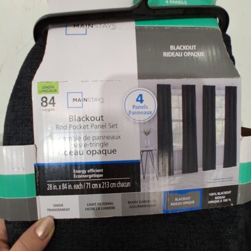 (4 PANEL) MAINSTAYS BLACKOUT ROD POCKET CURTAIN PANEL SET - 28" X 84" - BLACK - (MODEL: MSS328001798673) image 3