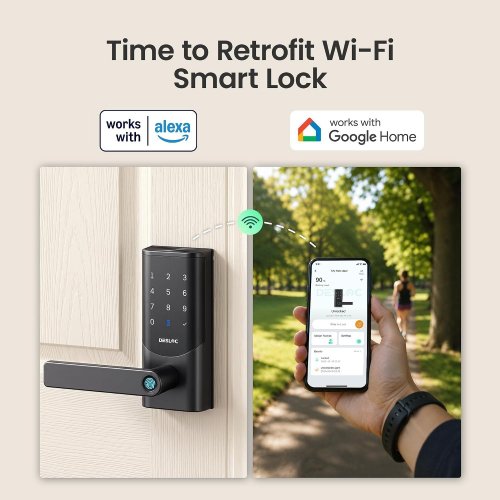 DESLOC FINGERPRINT SMART DOOR LOCK WITH HANDLE - 16-MONTH BATTERY - BLACK (MODEL: K221) image 4