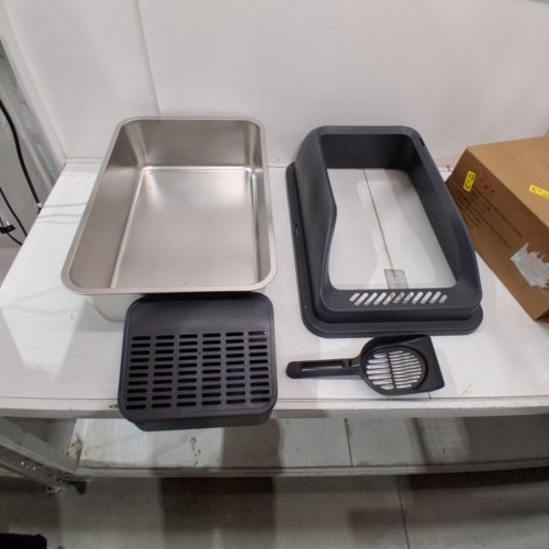ENCLOSED STAINLESS STEEL CAT LITTER BOX - 23.6" X 15.7" X 11.8" - GREY image 3