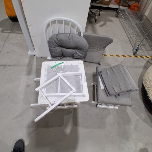 STORKCRAFT PREMIUM HOOP GLIDER CHAIR AND OTTOMAN - GREY SWRIL (MODEL: 06550-6151-DF) image 3