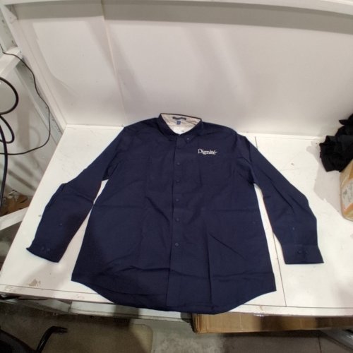 2PC PORT AUTHORITY LONG SLEEVE EASY CARE BUTTON UP SHIRT - EXTRA LARGE - NAVY LIGHT STONE / STRONG BLUE (STYLE : S608) image 2