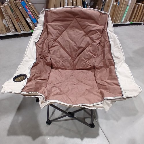 2PK FOLDING CAMPING CHAIRS WITH CUP HOLDERS - 300LBS MAX EACH - MOCHA / CREAM (ITEM: BL-100-MOCA&CREAM) image 2