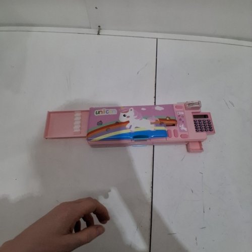 4-IN-1 POP UP MULTIFUNCTION PENCIL CASE WITH CALCULATOR, PENCIL SHARPENER - PINK image 4