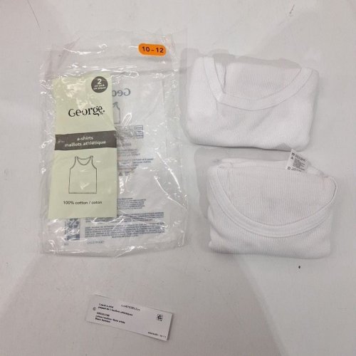 2PK BOY'S GEORGE RIBBED TANK TOPS - 10-12 - WHITE image 2