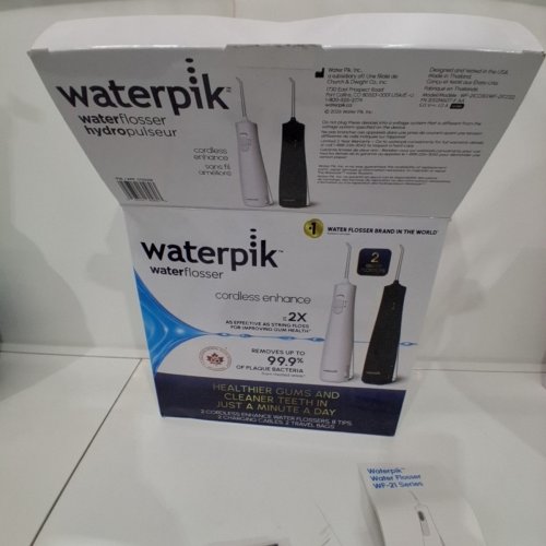 2PK WATERPIK CORDLESS ENHANCE WATER FLOSSER COMBO PACK - BLACK/WHITE (MODEL: 3703338) image 5