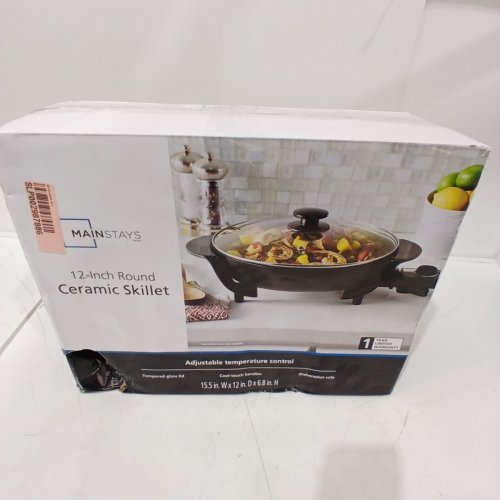 MAINSTAYS NONSTICK ELECTRIC ROUND CERAMIC SKILLET - 1200W - BLACK (MODEL: MS9401771114-01) image 6