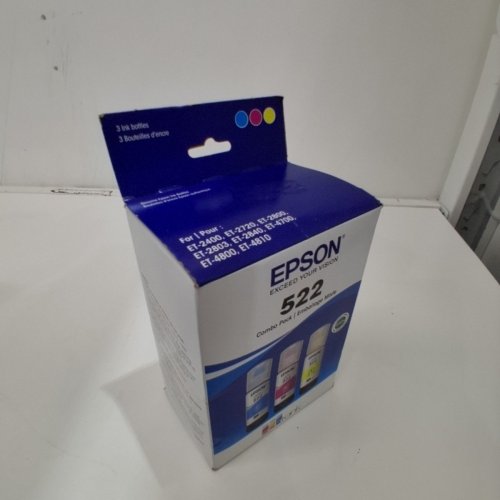 3PC EPSON 522 COMBO PACK INK REFILL BOTTLES FOR SELECT ECOTANK PRINTERS - 65ML EACH - CYAN, MAGENTA, YELLOW (MODEL: T522520-S/CP) image 2