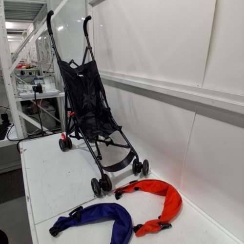 HARMONY LITEWAVE UMBRELLA STROLLER WITH CANOPY - 33 LBS MAX - BLACK/RED/BLUE image 2