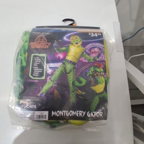 3PC BOYS FIVE NIGHTS AT FREDDY'S MONTGOMERY GATOR COSTUME - MEDIUM 8/10 - GREEN/YELLOW image 2