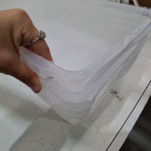 4PK PLASTIC STORAGE BIN - 24" X 16" - CLEAR image 3