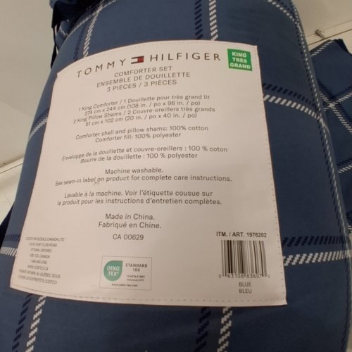 3PC TOMMY HILFIGER PLAID COMFORTER SET - KING - BLUE (ITEM: 1976202) image 2