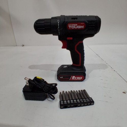 3PC HYPER TOUGH 8-VOLT MAX LITHIUM-ION CORDLESS DRILL - 8V - RED - (MODEL: AG75046G) image 2