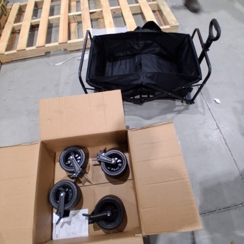 PRETTYCARE COLLAPSIBLE WAGON WITH WHEELS - 42.5" X 20" - UPTO 550LBS CAPACITY - BLACK (MODEL: RA02) image 4