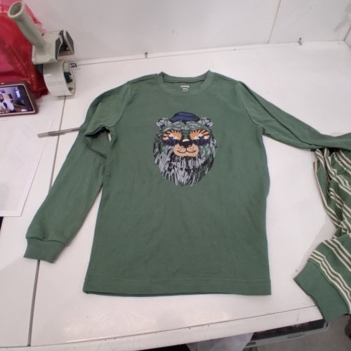 2PC BOYS PEKKLE LONG SLEEVE PAJAMA SET - 10/12 - GREEN/WHITE (STYLE: 3378843) image 2