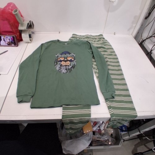 2PC BOYS PEKKLE LONG SLEEVE PAJAMA SET - 10/12 - GREEN/WHITE (STYLE: 3378843) image 4