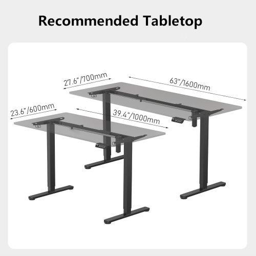 ELECTRIC HEIGHT/WIDTH ADJUSTABLE STANDING DESK FRAME - FITS 40"-60" TABLE TOPS - BLACK - (MODEL: S31) image 2