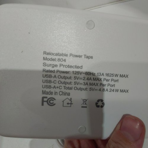 OKLEEIC SURGE PROTECTED POWER STRIP WITH USB-A AND USB-C PORTS - 5FT - WHITE (MODEL: 804) image 3