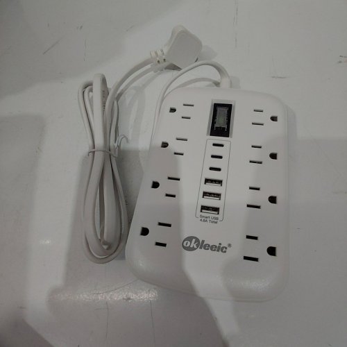OKLEEIC SURGE PROTECTED POWER STRIP WITH USB-A AND USB-C PORTS - 5FT - WHITE (MODEL: 804) image 4