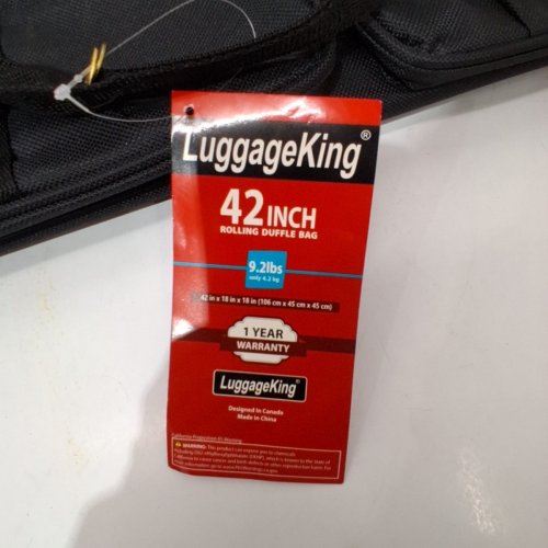 LUGGAGEKING DURABLE WATERPROOF XL ROLLING DUFFEL BAG WITH WHEELS, LOCK AND KEY INCLUDED - 42" - BLACK- (MODEL:8042) image 3