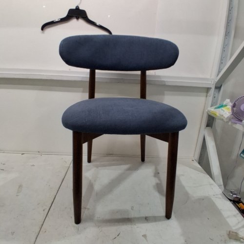 MID-CENTURY MODERN UPHOLSTERED DINING CHAIR - BLUE AND BROWN image 3