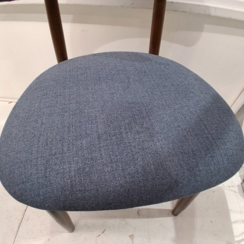 MID-CENTURY MODERN UPHOLSTERED DINING CHAIR - BLUE AND BROWN image 5