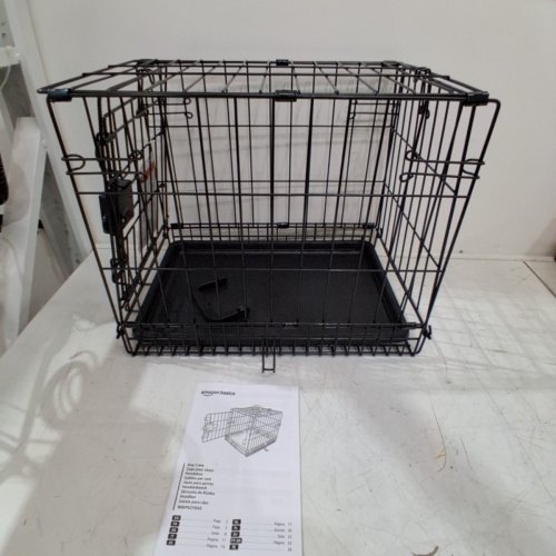 AMAZON BASICS FOLDABLE METAL WIRE DOG CRATE WITH TRAY - 18" X 12.4" X 15" - BLACK image 2