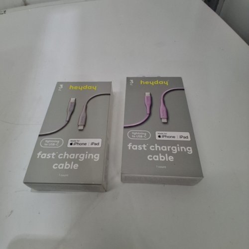 2PC ASSORTED HEYDAY USB-C TO LIGHTNING CHARGING CABLES - 3FT - GREY/PASTEL LAVENDER image 2