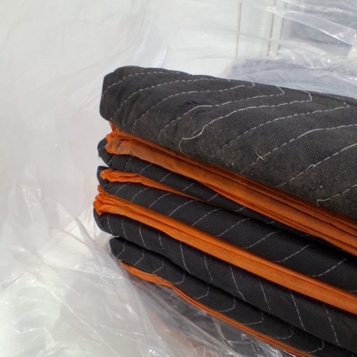 10PK HEAVY DUTY FURNITURE MOVING BLANKETS FOR SHIPPING & STORAGE - 40" X 72" - BLACK/ORANGE image 4