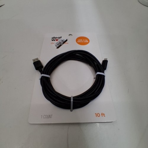 DEALWORTHY MICRO USB TO USB-A CHARGING CABLE - 10FT - BLACK image 2