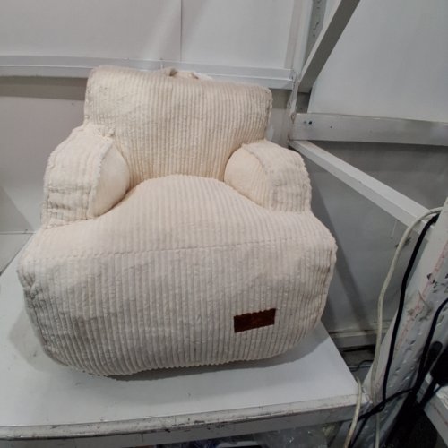 UODER CORDUROY UPHOLSTERED BEANBAG ARMCHAIR - WHITE image 2