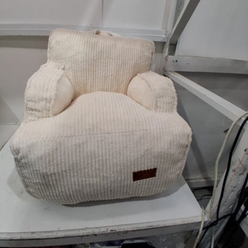 UODER CORDUROY UPHOLSTERED BEANBAG ARMCHAIR - WHITE image 3