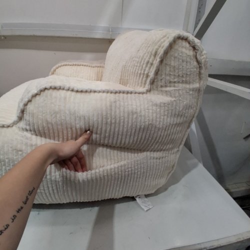 UODER CORDUROY UPHOLSTERED BEANBAG ARMCHAIR - WHITE image 4