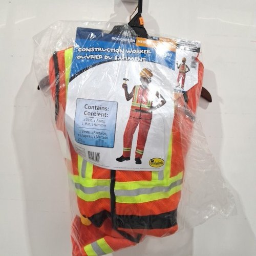 4PC BOYS PARTYHOLIC CONSTRUCTION WORKER COSTUME - MEDIUM (8-10) - ORANGE WITH REFLECTIVE STRIPES image 3