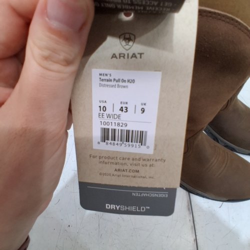 MEN'S ARIAT TERRAIN PULL ON H2O BOOTS - 10 EE WIDE - DISTRESSED BROWN (ITEM: 10011829) image 2