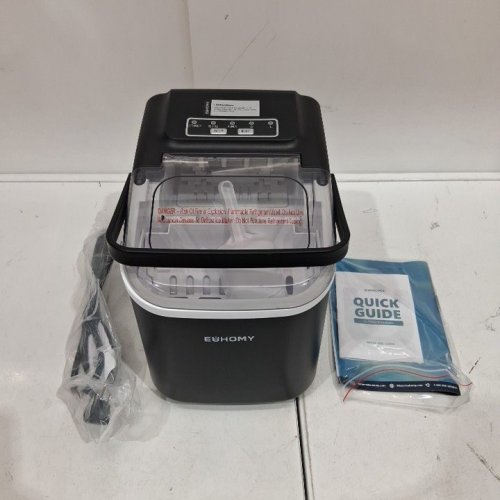 EUHOMY COUNTERTOP ICE MAKER MACHINE WITH HANDLE, BASKET AND SCOOP - MAKES 26LBS PER DAY - BLACK (MODEL: IM030-BBL-CAEH) image 2
