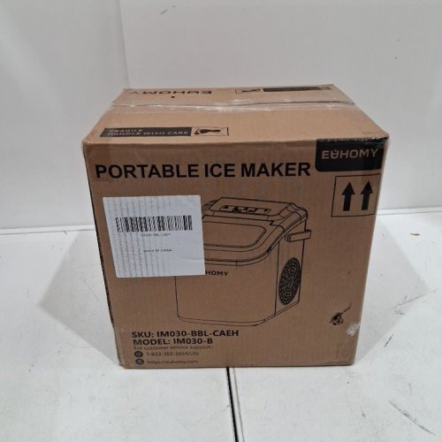 EUHOMY COUNTERTOP ICE MAKER MACHINE WITH HANDLE, BASKET AND SCOOP - MAKES 26LBS PER DAY - BLACK (MODEL: IM030-BBL-CAEH) image 5
