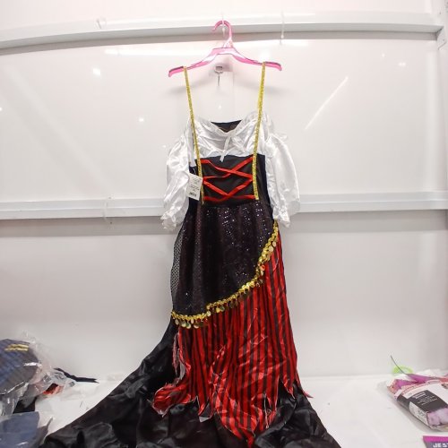 WOMEN'S BUCCANEER PIRATE COSTUME DRESS - LARGE 10-12 - BLACK, RED, WHITE AND GOLD image 2