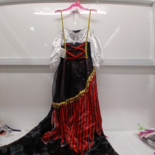 WOMEN'S BUCCANEER PIRATE COSTUME DRESS - LARGE 10-12 - BLACK, RED, WHITE AND GOLD image 3