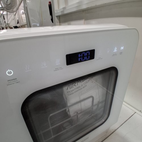 AIRMSEN PORTABLE COUNTERTOP MINI DISHWASHER WITH 5L BUILT-IN WATER TANK - 9 PROGRAMS, 14.6"X 17.8"X 20.1", SELF-CLEANING WASHING, 24H DELAY START AND ENERGY-SAVING - WHITE (MODEL: ZMW-DUHC01) image 2