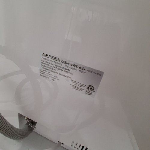 AIRMSEN PORTABLE COUNTERTOP MINI DISHWASHER WITH 5L BUILT-IN WATER TANK - 9 PROGRAMS, 14.6"X 17.8"X 20.1", SELF-CLEANING WASHING, 24H DELAY START AND ENERGY-SAVING - WHITE (MODEL: ZMW-DUHC01) image 3