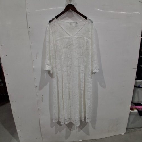 WOMENS MID FLARE SLEEVE LACE DRESS -3XL- WHITE image 2