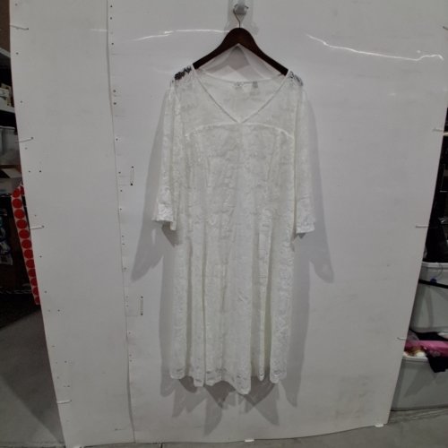 WOMENS MID FLARE SLEEVE LACE DRESS -3XL- WHITE image 3