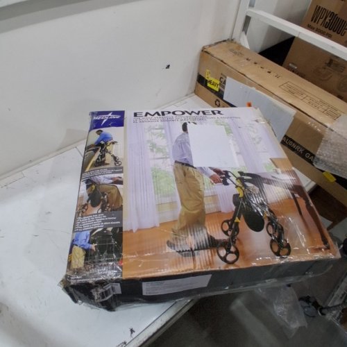 MEDLINE ADJUSTABLE EMPOWER ROLLATOR WALKER - 300LBS CAPACITY - BLACK/YELLOW (MODEL: MDS86845BLKM) image 4