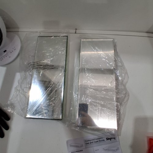 2PK SHYFOY MIRROR RECTANGLE GLASS FLOATING WALL SHELF - 15" - SILVER (MODEL: MF-121) image 5