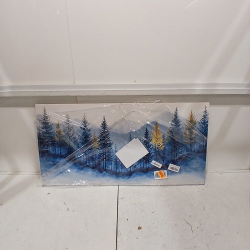 XIAOPENGART FOGGY FOREST TREE WALL ART - 20" X 40" - BLUE image 2