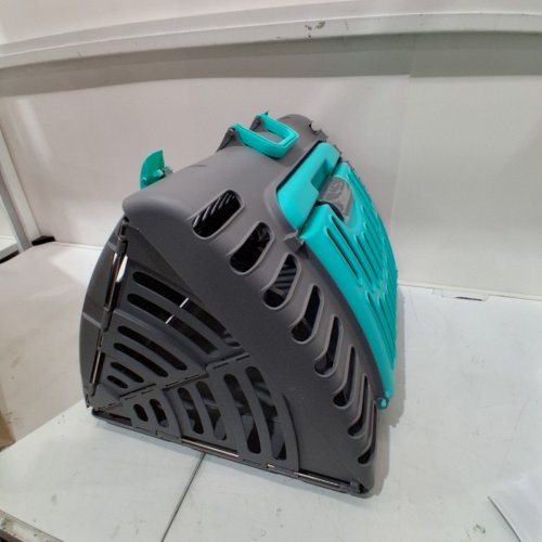 SPORTPET DESIGNS EXTRA LARGE CAT CARRIER - 35LBS MAX - GREY/CYAN (MODEL: CM-0327) image 2
