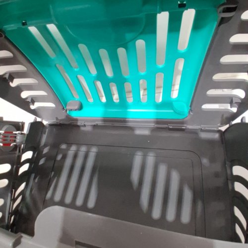 SPORTPET DESIGNS EXTRA LARGE CAT CARRIER - 35LBS MAX - GREY/CYAN (MODEL: CM-0327) image 3