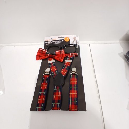 3PC NERD COSTUME ACCESSORY SET - RED PLAID AND BLACK image 2