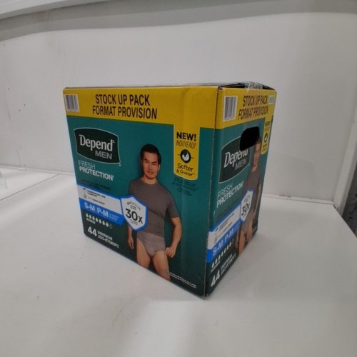 44PK MEN'S DEPEND FRESH PROTECTION UNDERWEAR - MAXIMUM ABSORBENCY - SMALL/MEDIUM - GREY image 2